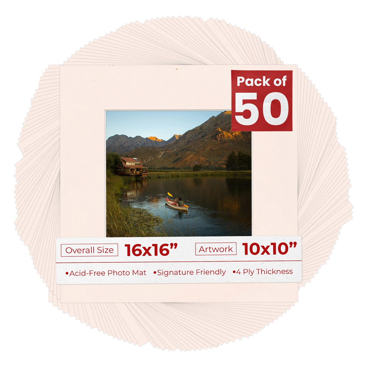 Oyster Bay Beige Mat Board for 16x16 Frames - Fits 10x10 Photos